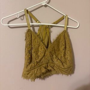 Aerie Mustard Lace Bralette Top